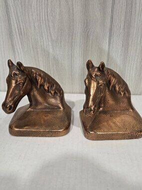 Philadelphia Manufacturing Co PMC 88 Horse Head Bookends Bronze Brassed